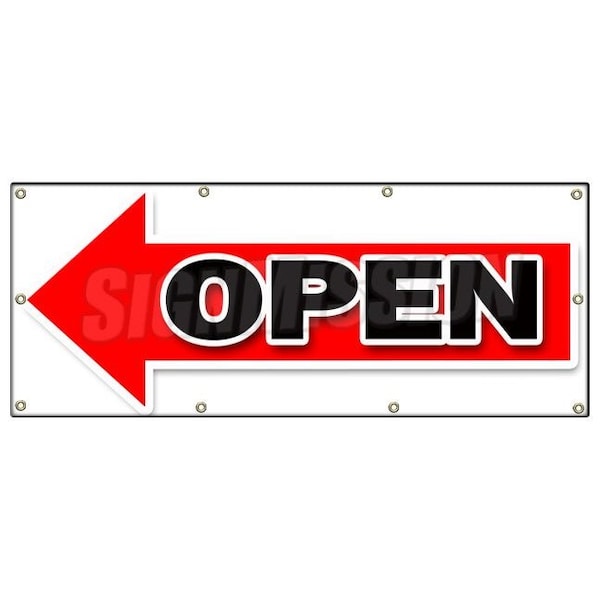 Signmission GIANT LEFT OPEN ARROW BANNER SIGN turn here sale follow directions B-96 Giant Left Open Arrow - main